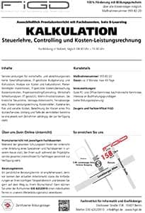 FiGD Berlin – Weiterbildung Kalkulation, Kosten- und Leistungsrechnung, Controlling, betriebliche Steuerlehre