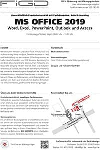 FiGD Berlin – Weiterbildung MS OFFICE 2019 – Word, Excel, PowerPoint, Outlook und Access, Erfolgreiche Bewerbungsunterlagen